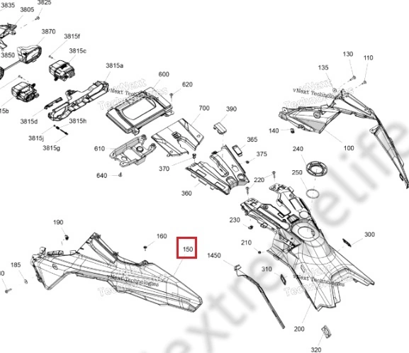 Левый задний капот — для SKI-DOO SUMMIT HCE 850 E-TEC