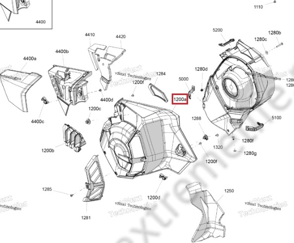 левая задняя панель, глубокий чёрный — для SKI-DOO FREERIDE 146 850 E-TEC