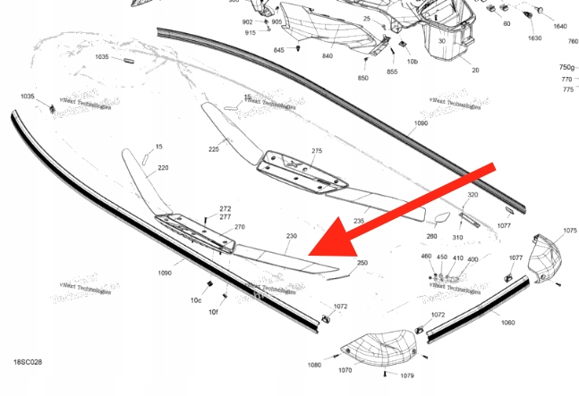 Задний противоскользящий коврик, левый — для Sea-Doo GTR