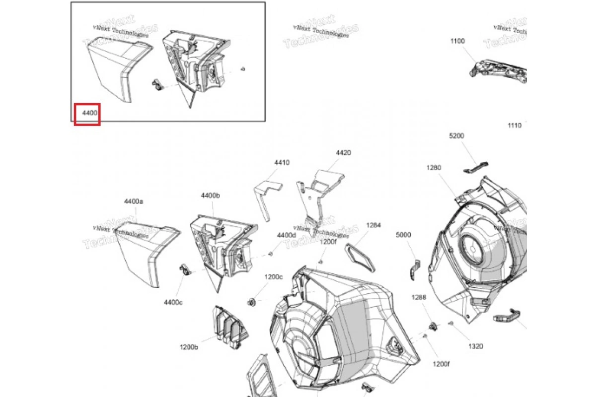 Левая передняя панель в сборе — для SKI-DOO SUMMIT HCE 850 E-TEC