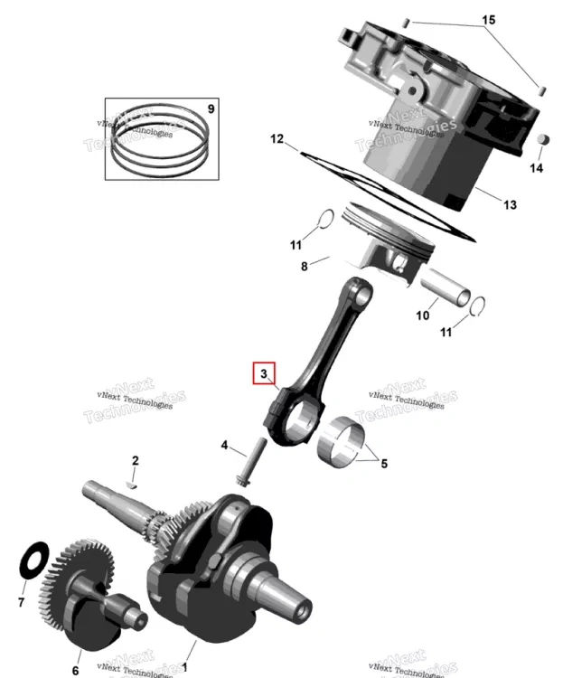 Шатун в сборе — Crankshaft & Цилиндр, для Can-Am Outlander